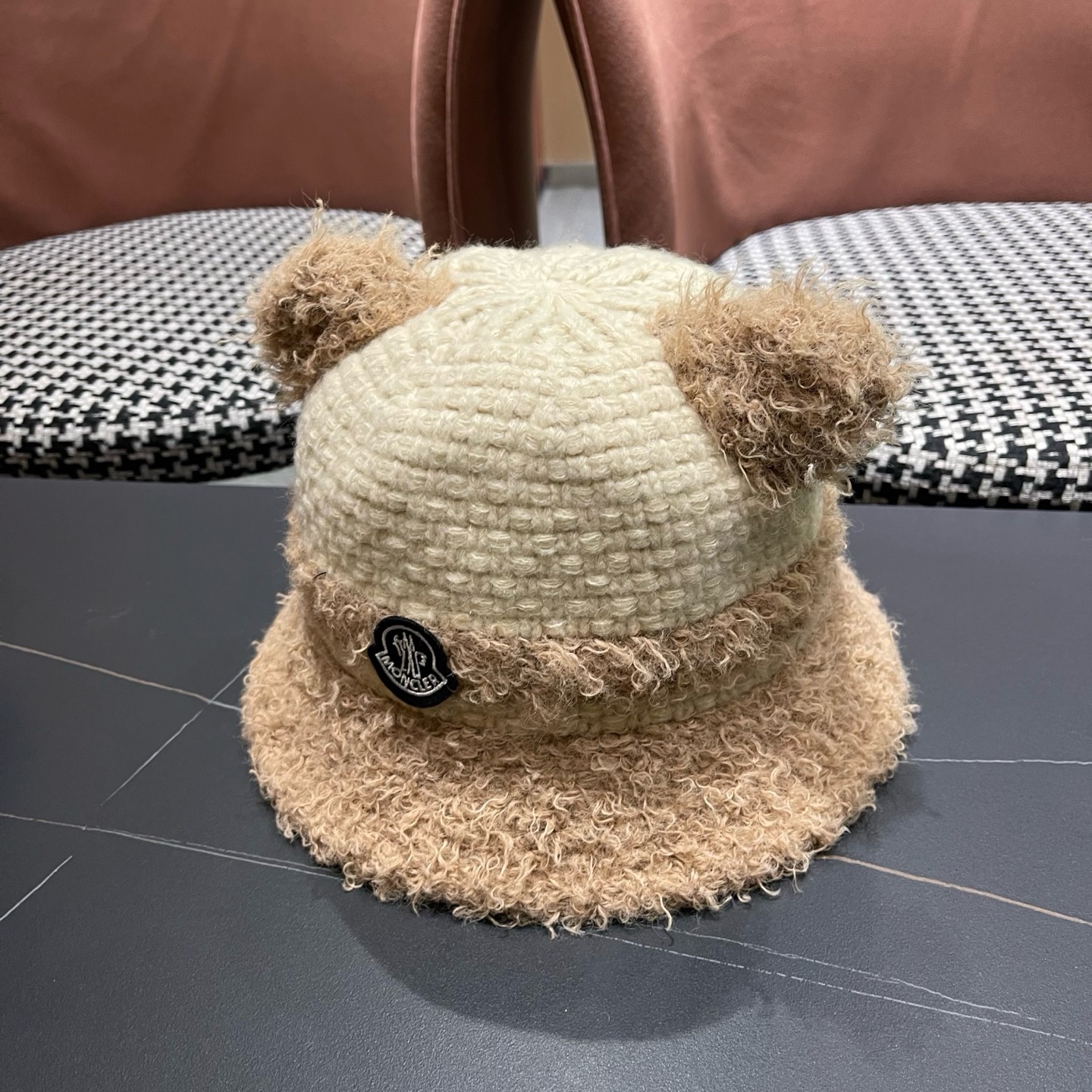 MONCLER（蒙口） 冬季渔夫帽女ins韩版保暖冷帽可爱羊羔毛泰迪绒百搭显脸小盆帽潮