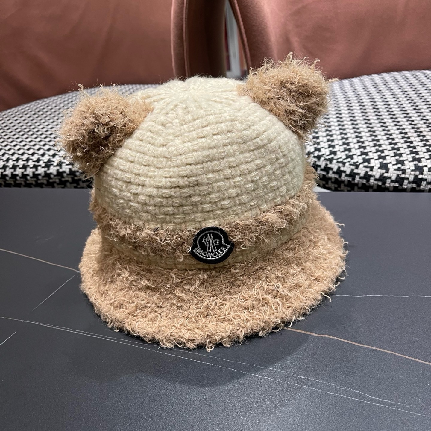 MONCLER（蒙口） 冬季渔夫帽女ins韩版保暖冷帽可爱羊羔毛泰迪绒百搭显脸小盆帽潮