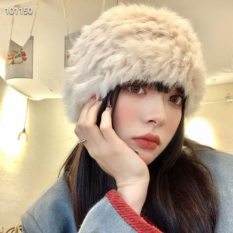 巴宝莉 兔毛子女冬新款韩版时尚护耳休闲皮草保暖成人帽服饰配件饰品帽子