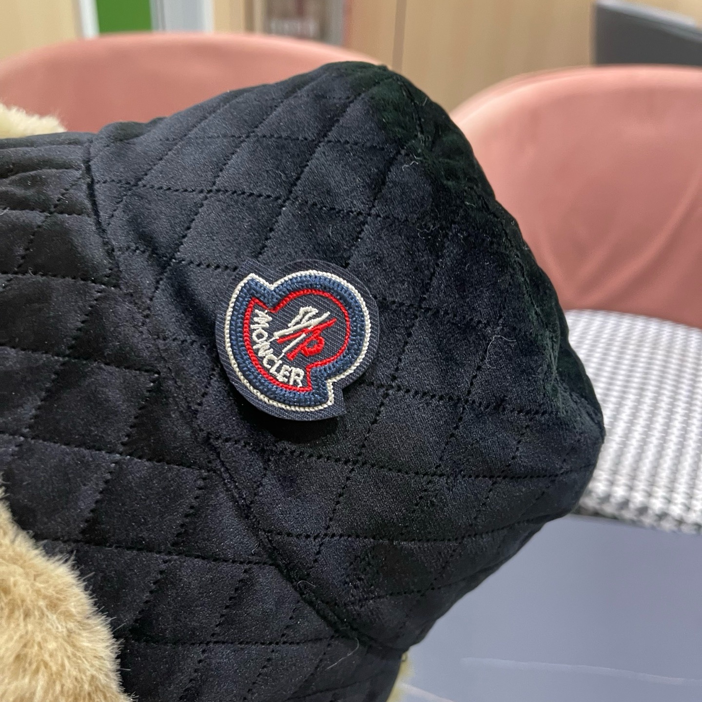 MONCLER（蒙口）韩国麂皮绒盆帽女冬季保暖加厚毛绒 渔夫帽时尚气质蝴蝶结防寒帽子