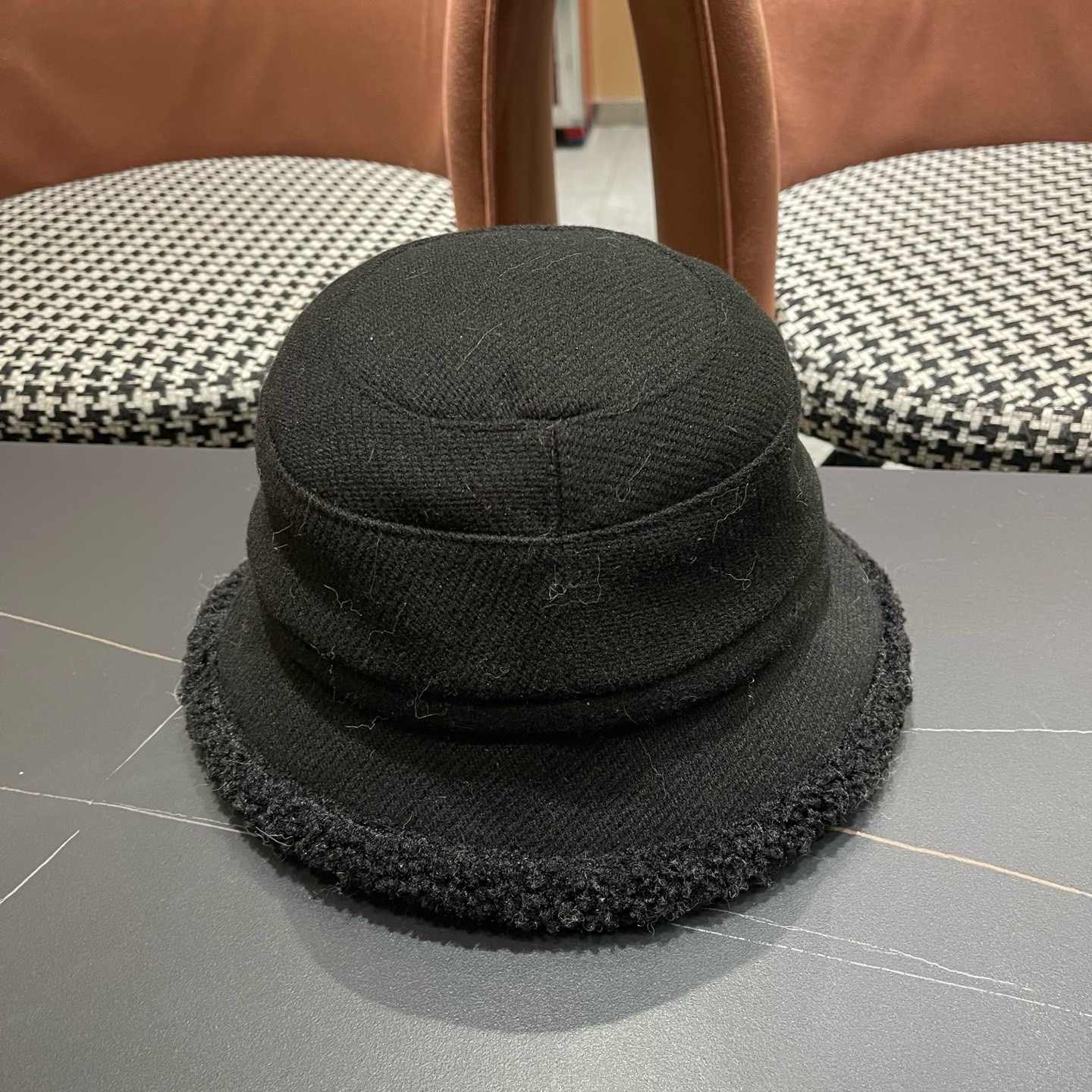 香奈儿CHANEL渔夫帽女秋冬季百搭显脸小盆帽加厚保暖防寒水桶帽子