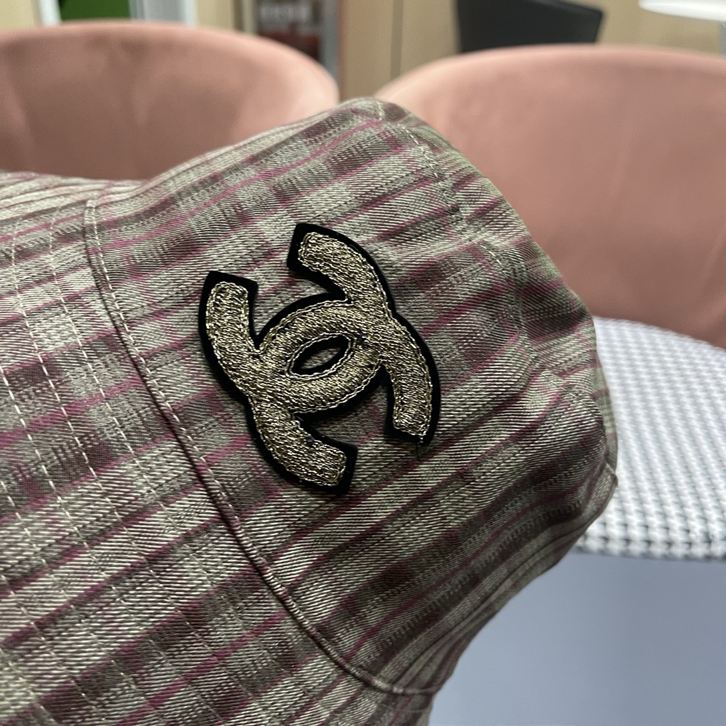 香奈儿 韩版复古格纹渔夫帽子女款春秋季户外遮脸显脸小百搭双面水桶帽盆帽潮