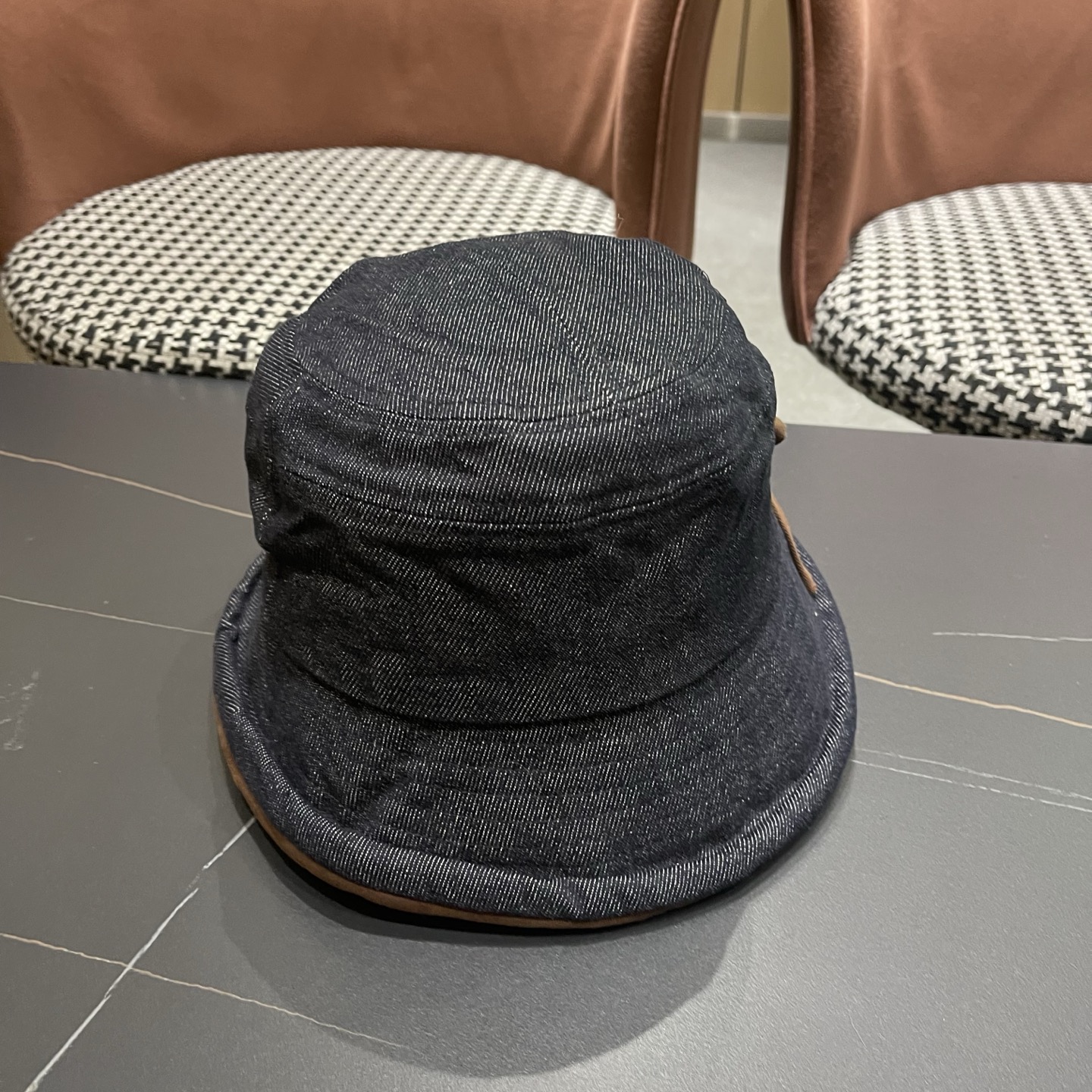 香奈儿CHANEL春秋款高品质卷边渔夫帽日系牛仔布百搭盆帽气质优雅蝴蝶结女