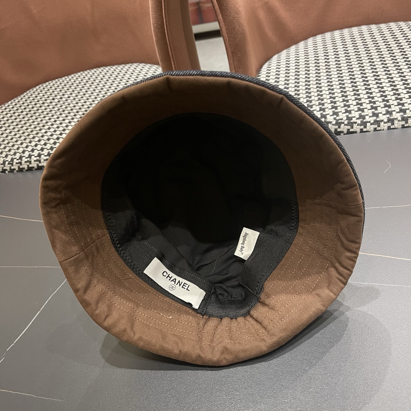 香奈儿CHANEL春秋款高品质卷边渔夫帽日系牛仔布百搭盆帽气质优雅蝴蝶结女