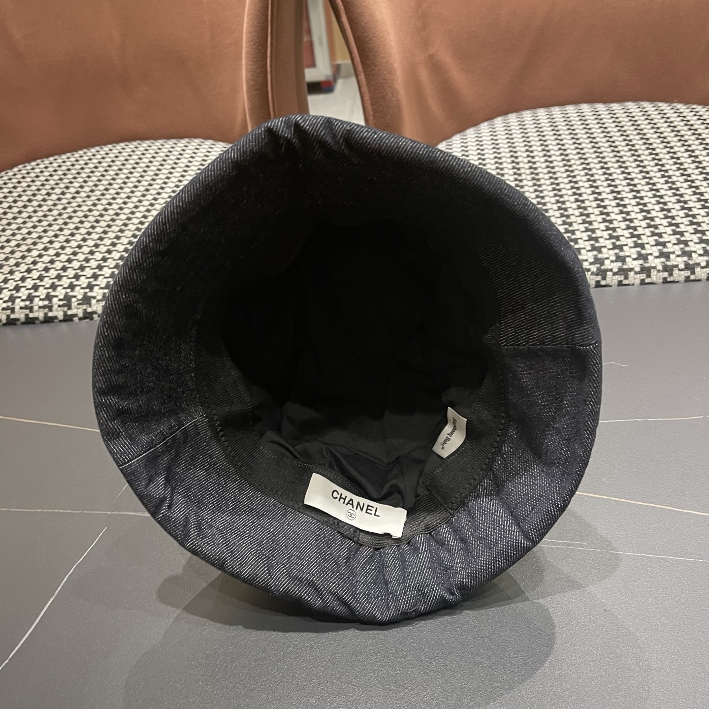 香奈儿CHANEL春秋款高品质卷边渔夫帽日系牛仔布百搭盆帽气质优雅蝴蝶结女