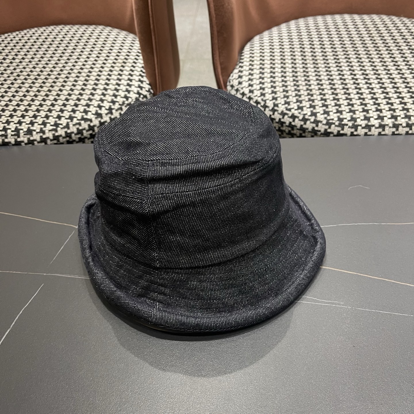 香奈儿CHANEL春秋款高品质卷边渔夫帽日系牛仔布百搭盆帽气质优雅蝴蝶结女