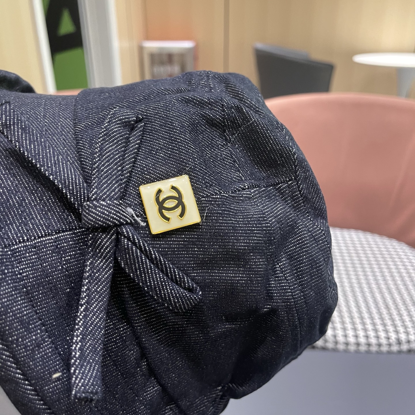 香奈儿CHANEL春秋款高品质卷边渔夫帽日系牛仔布百搭盆帽气质优雅蝴蝶结女