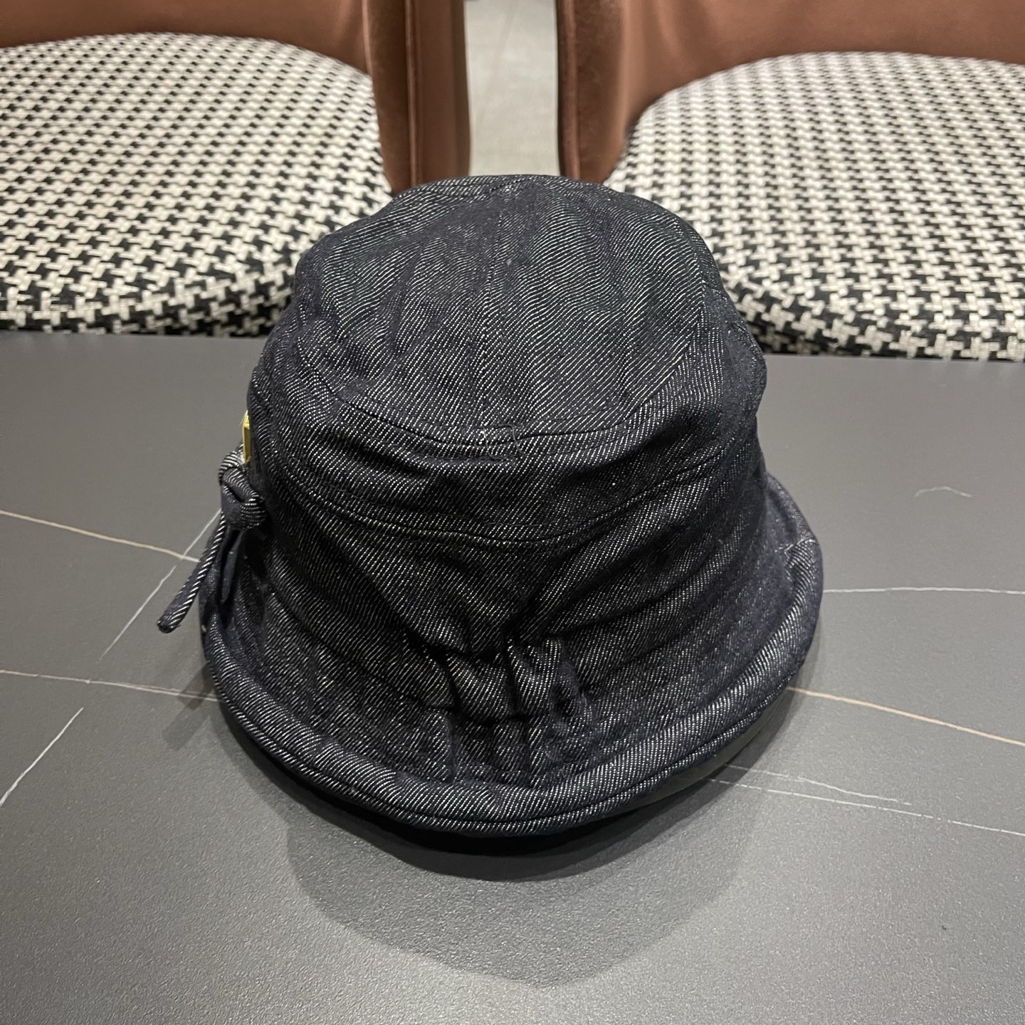 香奈儿CHANEL春秋款高品质卷边渔夫帽日系牛仔布百搭盆帽气质优雅蝴蝶结女