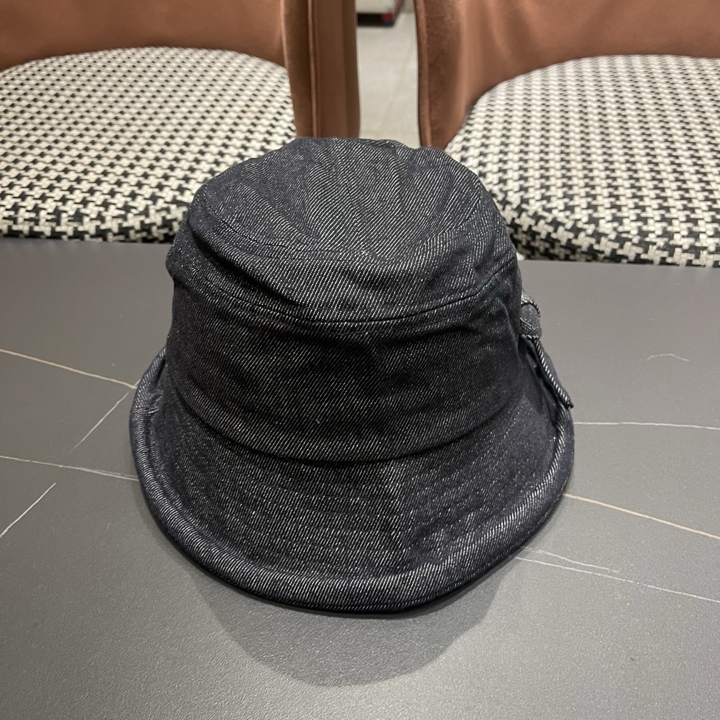 香奈儿CHANEL春秋款高品质卷边渔夫帽日系牛仔布百搭盆帽气质优雅蝴蝶结女