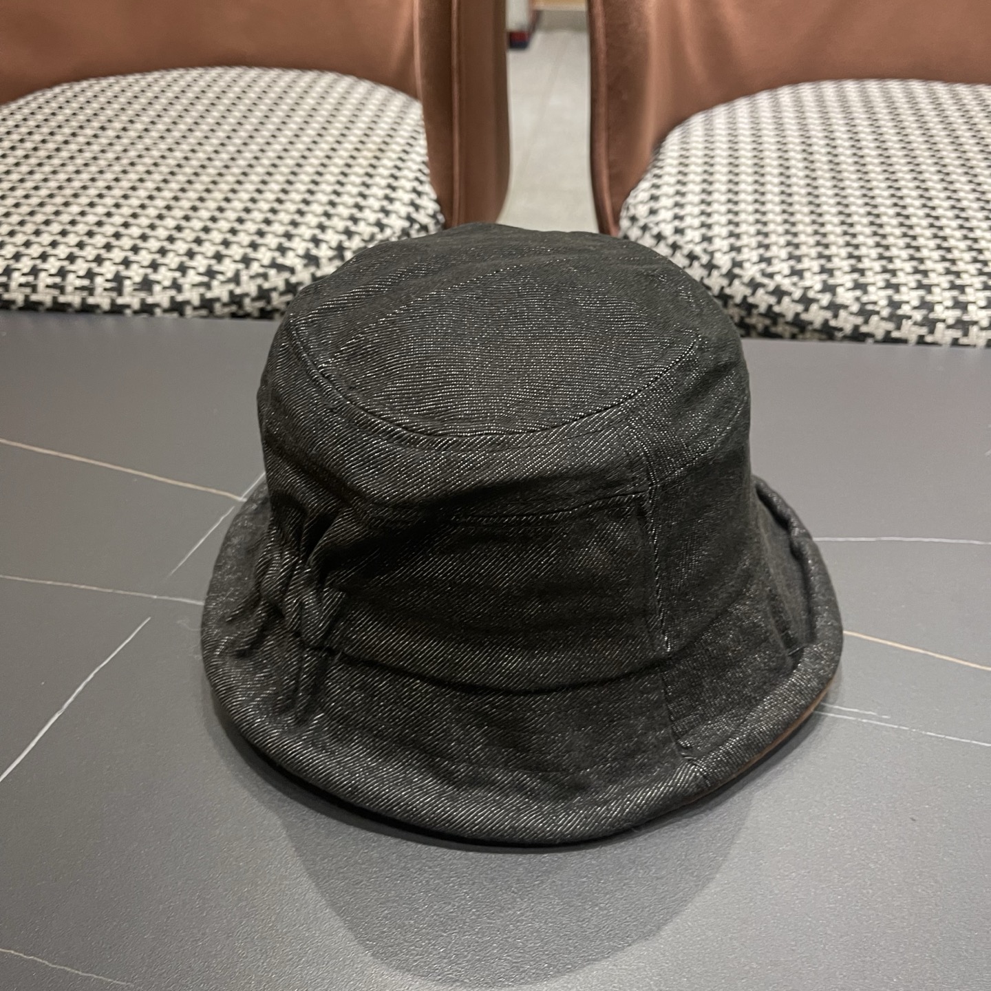 香奈儿CHANEL春秋款高品质卷边渔夫帽日系牛仔布百搭盆帽气质优雅蝴蝶结女