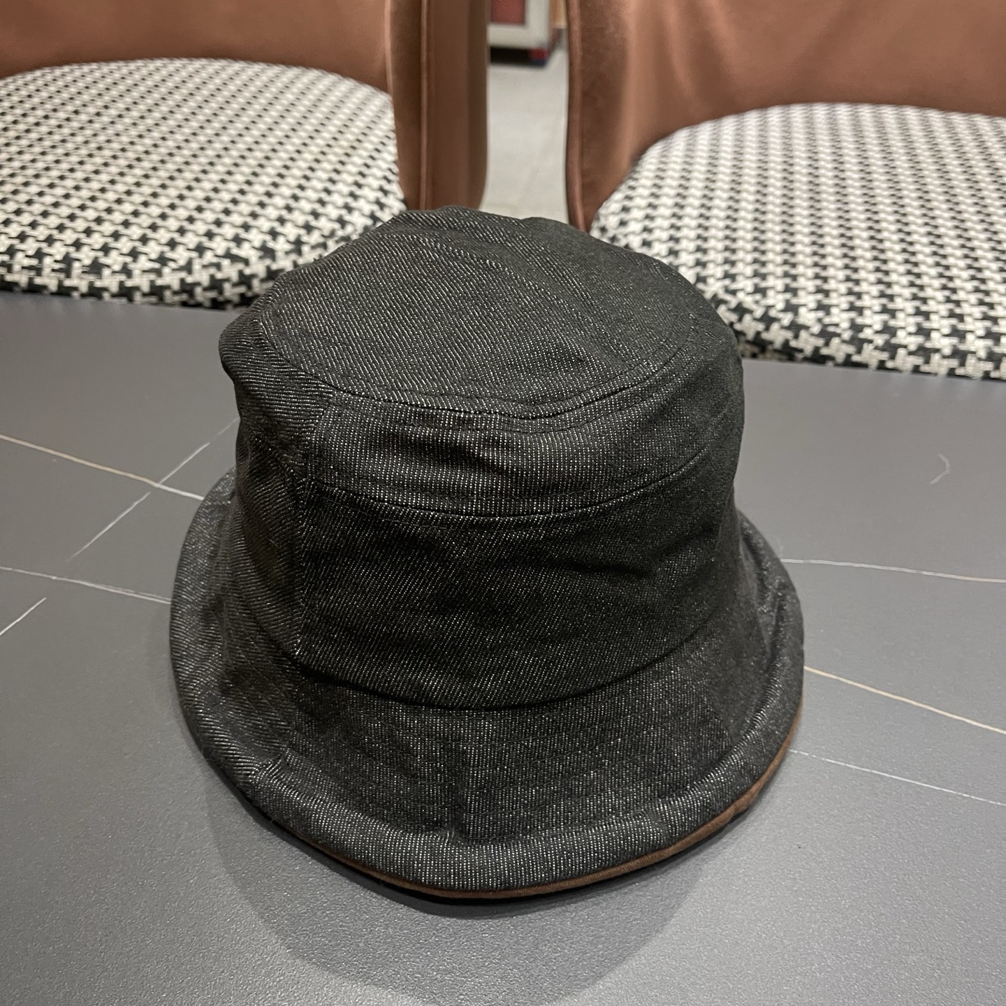 香奈儿CHANEL春秋款高品质卷边渔夫帽日系牛仔布百搭盆帽气质优雅蝴蝶结女