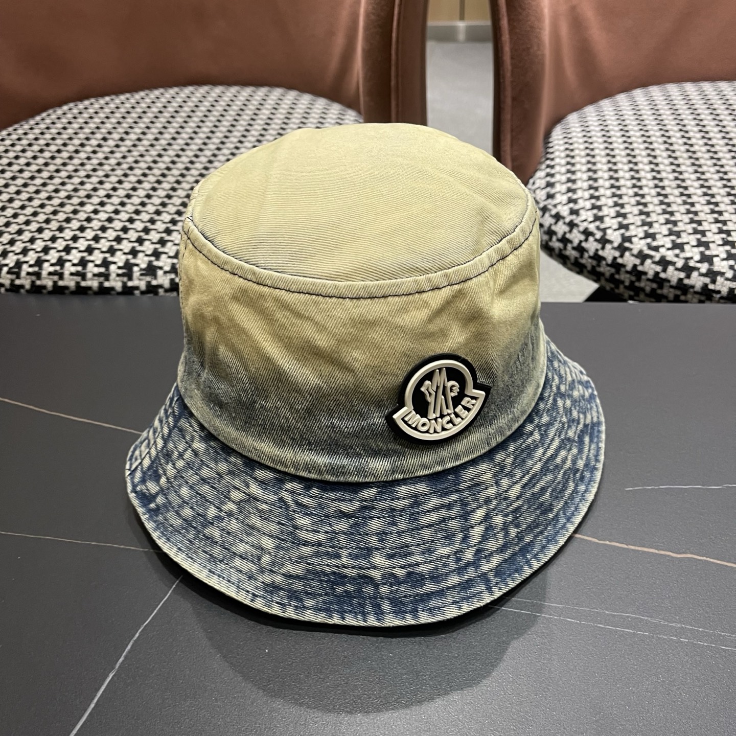 蒙口moncler早春牛仔渔夫帽，渔夫桶帽，头围57cm