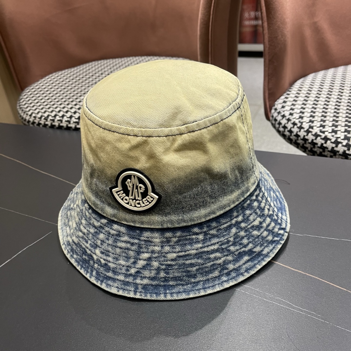 蒙口moncler早春牛仔渔夫帽，渔夫桶帽，头围57cm