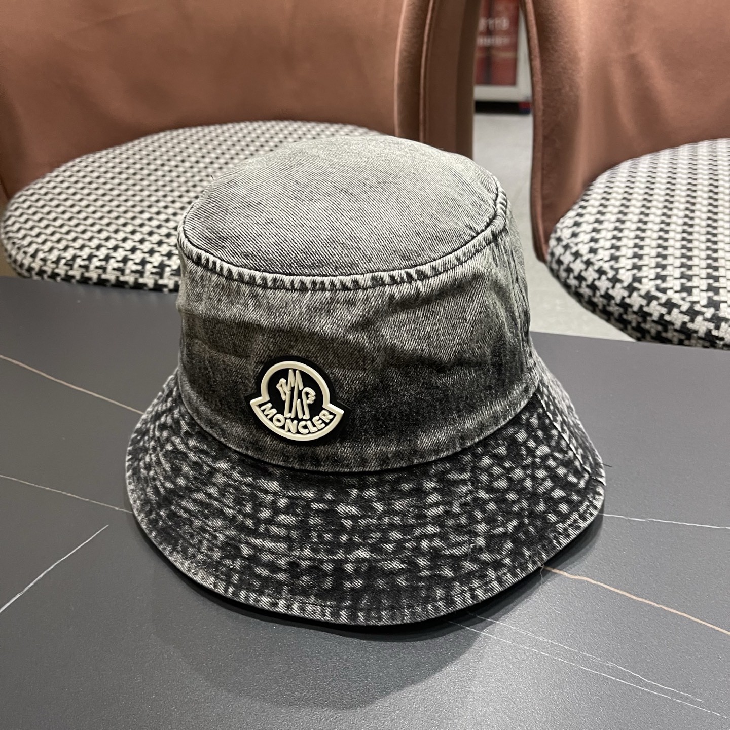蒙口moncler早春牛仔渔夫帽，渔夫桶帽，头围57cm