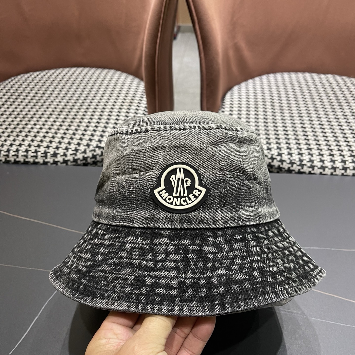 蒙口moncler早春牛仔渔夫帽，渔夫桶帽，头围57cm