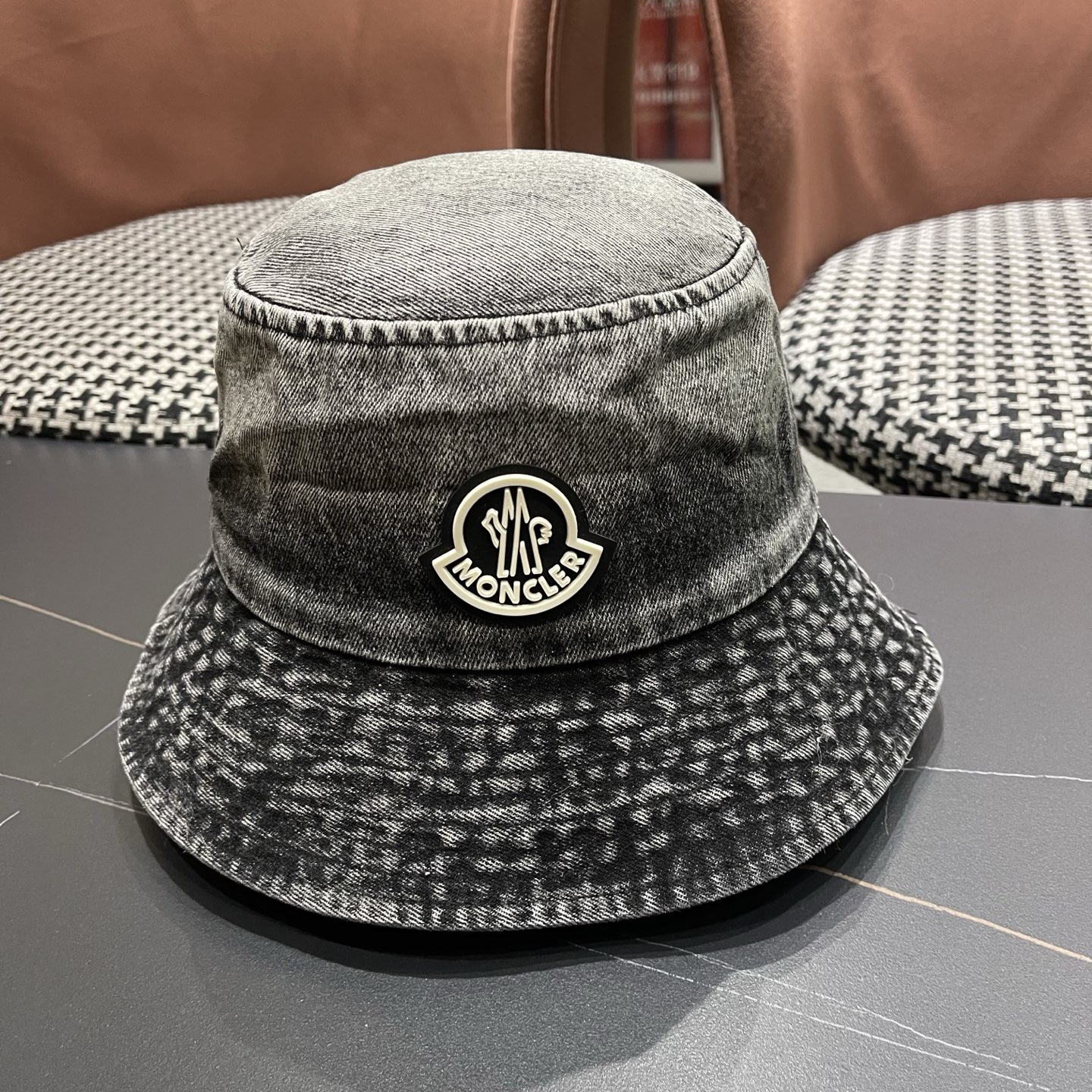 蒙口moncler早春牛仔渔夫帽，渔夫桶帽，头围57cm