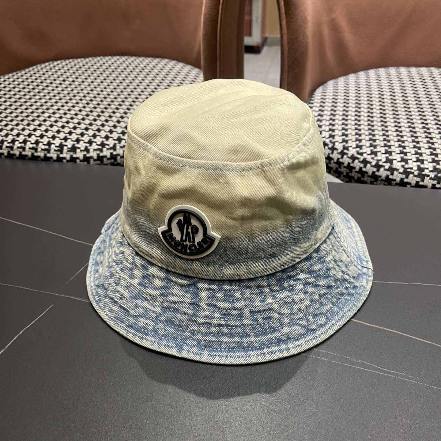 蒙口moncler早春牛仔渔夫帽，渔夫桶帽，头围57cm