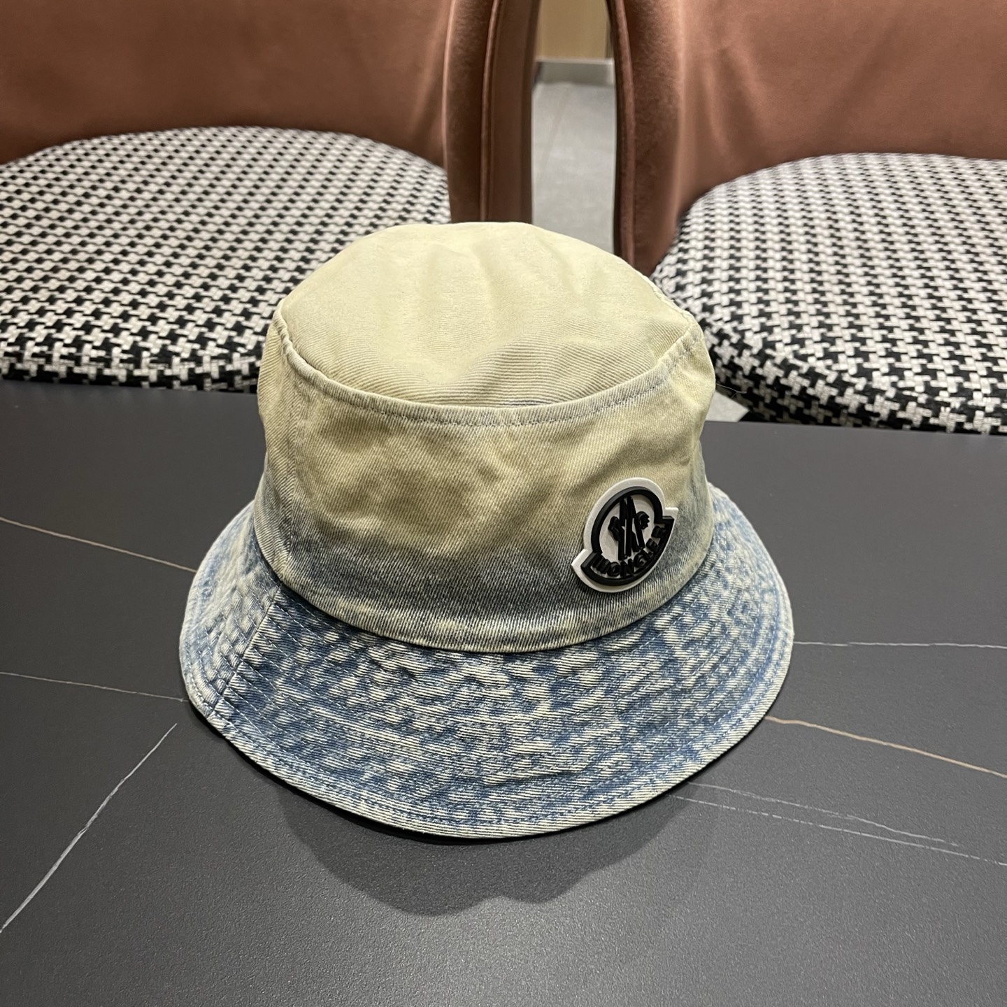 蒙口moncler早春牛仔渔夫帽，渔夫桶帽，头围57cm