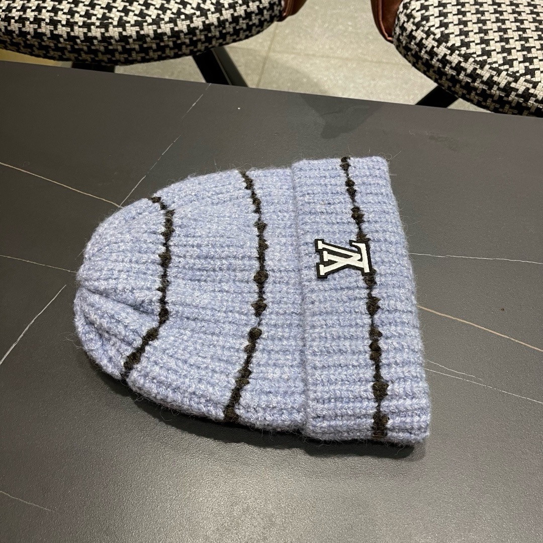 lv路易威登 帽子显脸小适合方圆脸韩系简约休闲毛线帽女秋冬百搭针织堆堆帽