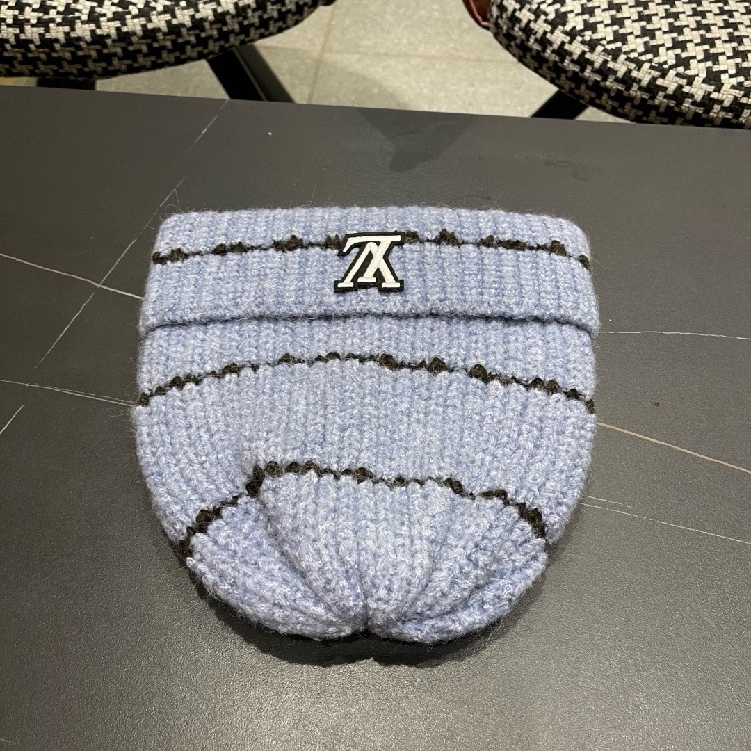 lv路易威登 帽子显脸小适合方圆脸韩系简约休闲毛线帽女秋冬百搭针织堆堆帽