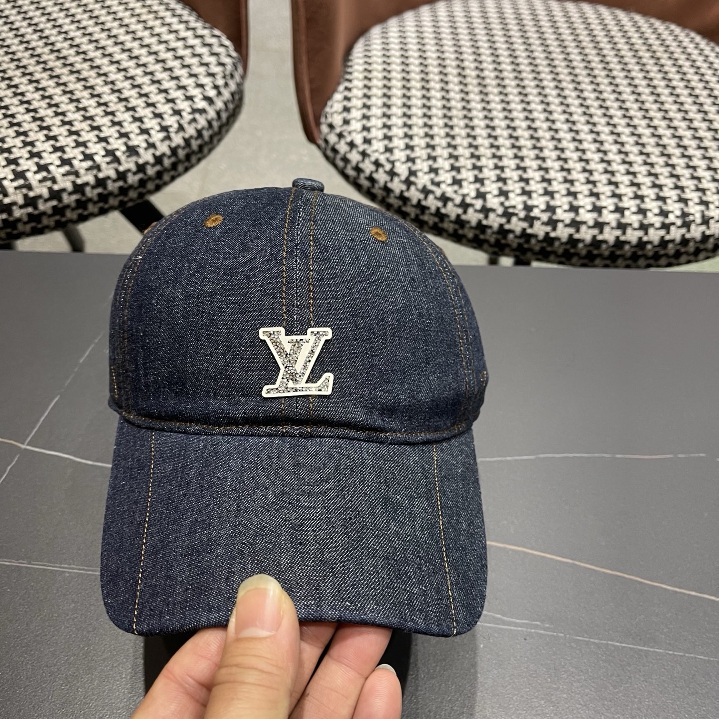 LV路易威登 新款复古牛仔棒球帽女百搭时尚宽檐显脸小大头围鸭舌帽子男潮