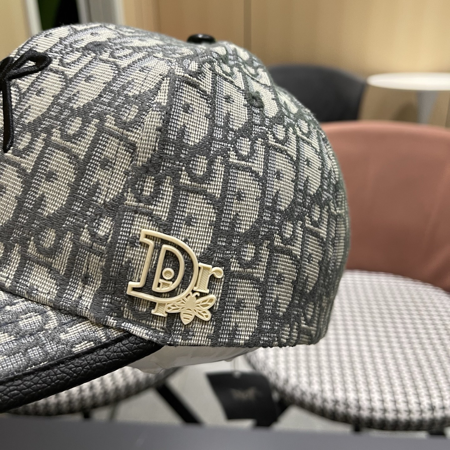 迪奥Dior 新款满印字母帽子男女春款鸭舌帽显脸小硬顶棒球帽户外休闲遮阳帽