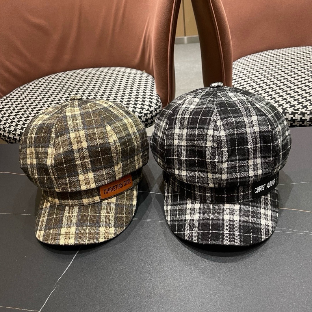 迪奥 2025新款格子帽子女棒球帽韩版潮时尚百搭鸭舌帽男网红冬季遮阳帽