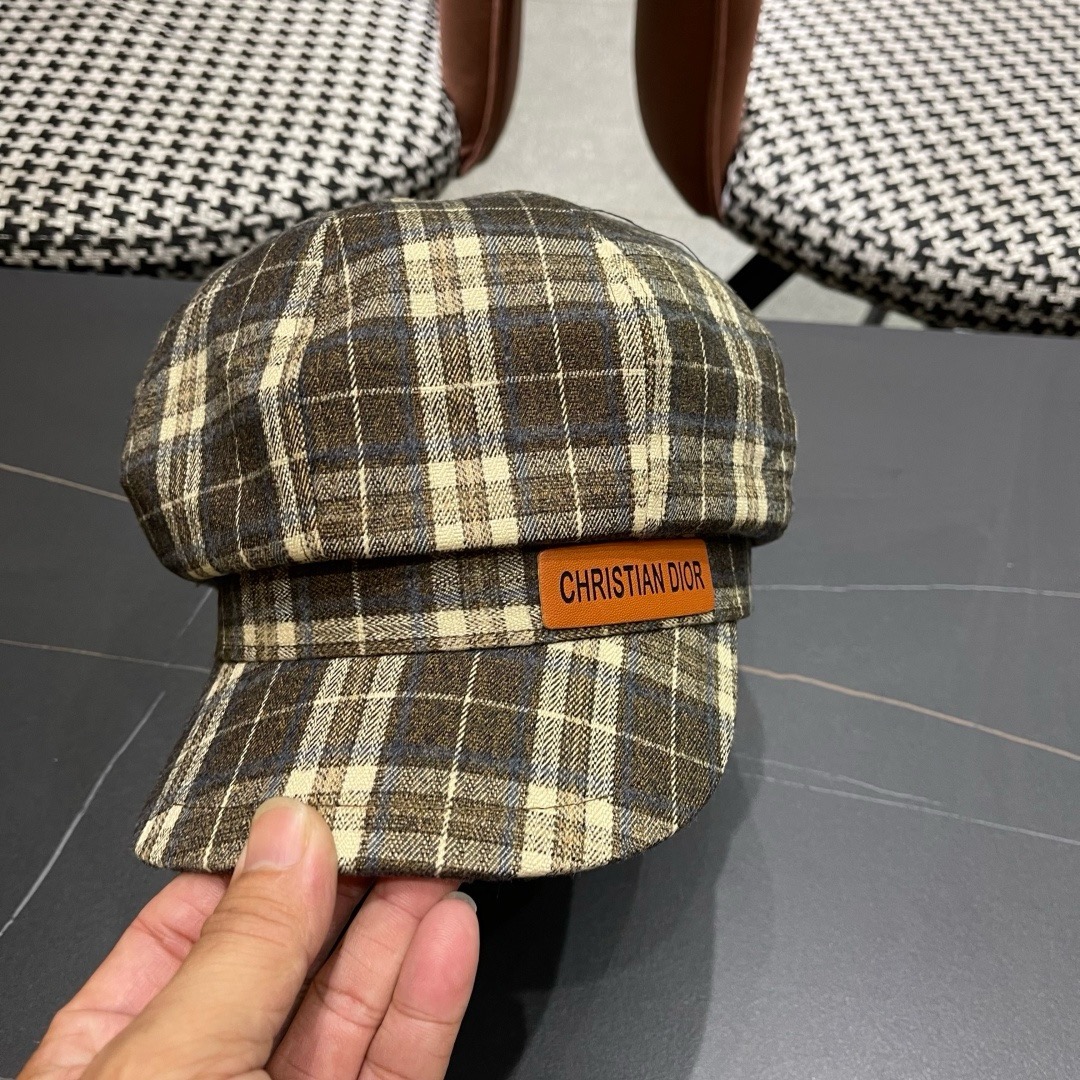 迪奥 2025新款格子帽子女棒球帽韩版潮时尚百搭鸭舌帽男网红冬季遮阳帽