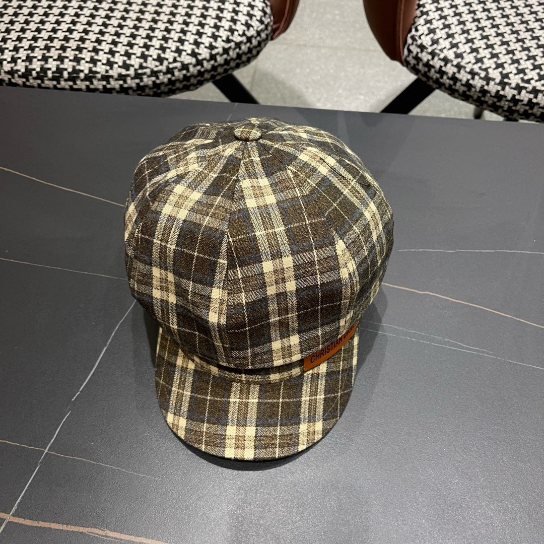 迪奥 2025新款格子帽子女棒球帽韩版潮时尚百搭鸭舌帽男网红冬季遮阳帽
