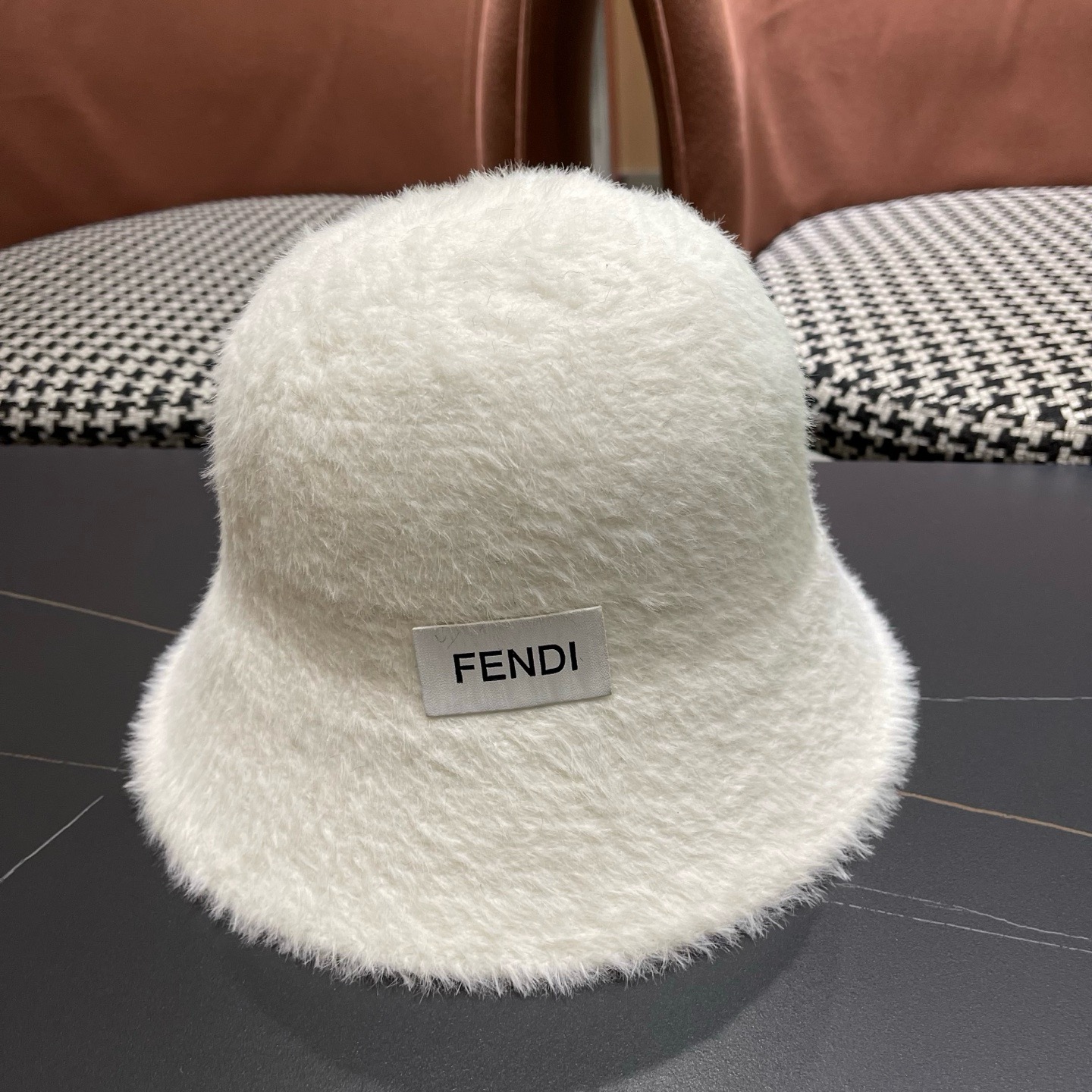 Fendi hat Japan purchasing plush warm bucket hat for women autumn winter casual versatile face-showing small basin hat fisherman hat trendy — photo 4