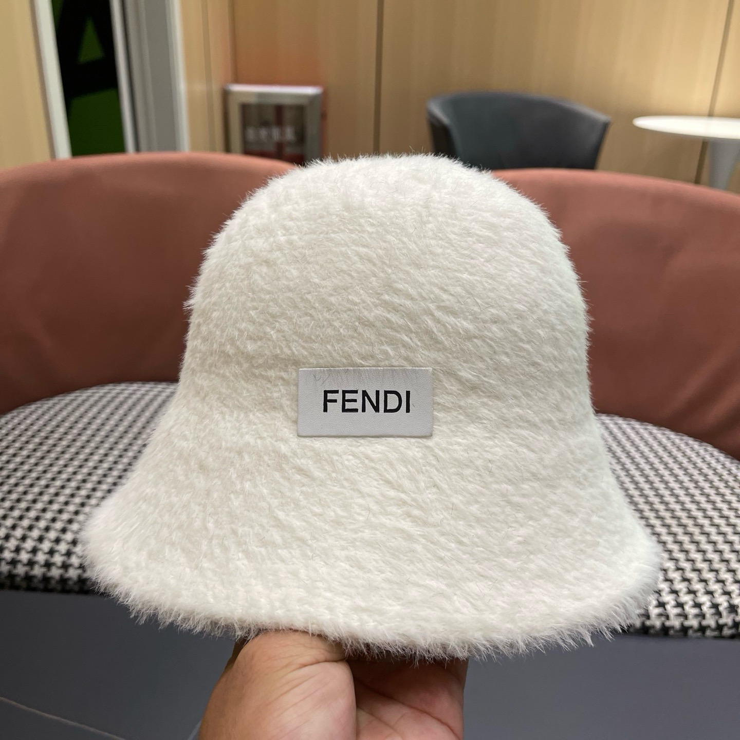 Fendi hat Japan purchasing plush warm bucket hat for women autumn winter casual versatile face-showing small basin hat fisherman hat trendy — photo 8