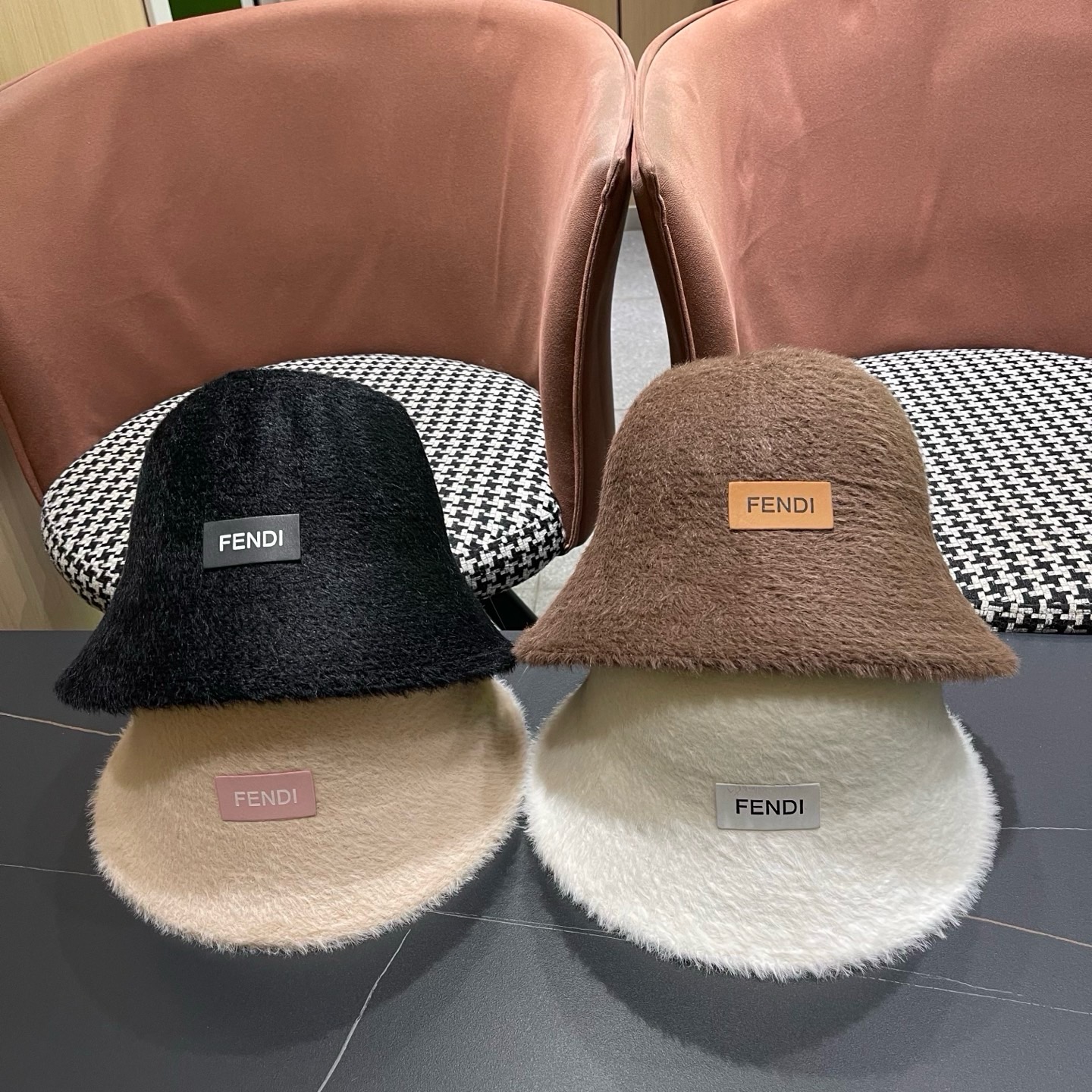 Fendi hat Japan purchasing plush warm bucket hat for women autumn winter casual versatile face-showing small basin hat fisherman hat trendy — photo 11
