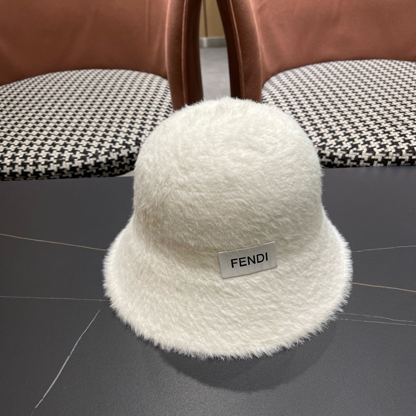 Fendi hat Japan purchasing plush warm bucket hat for women autumn winter casual versatile face-showing small basin hat fisherman hat trendy — photo 3