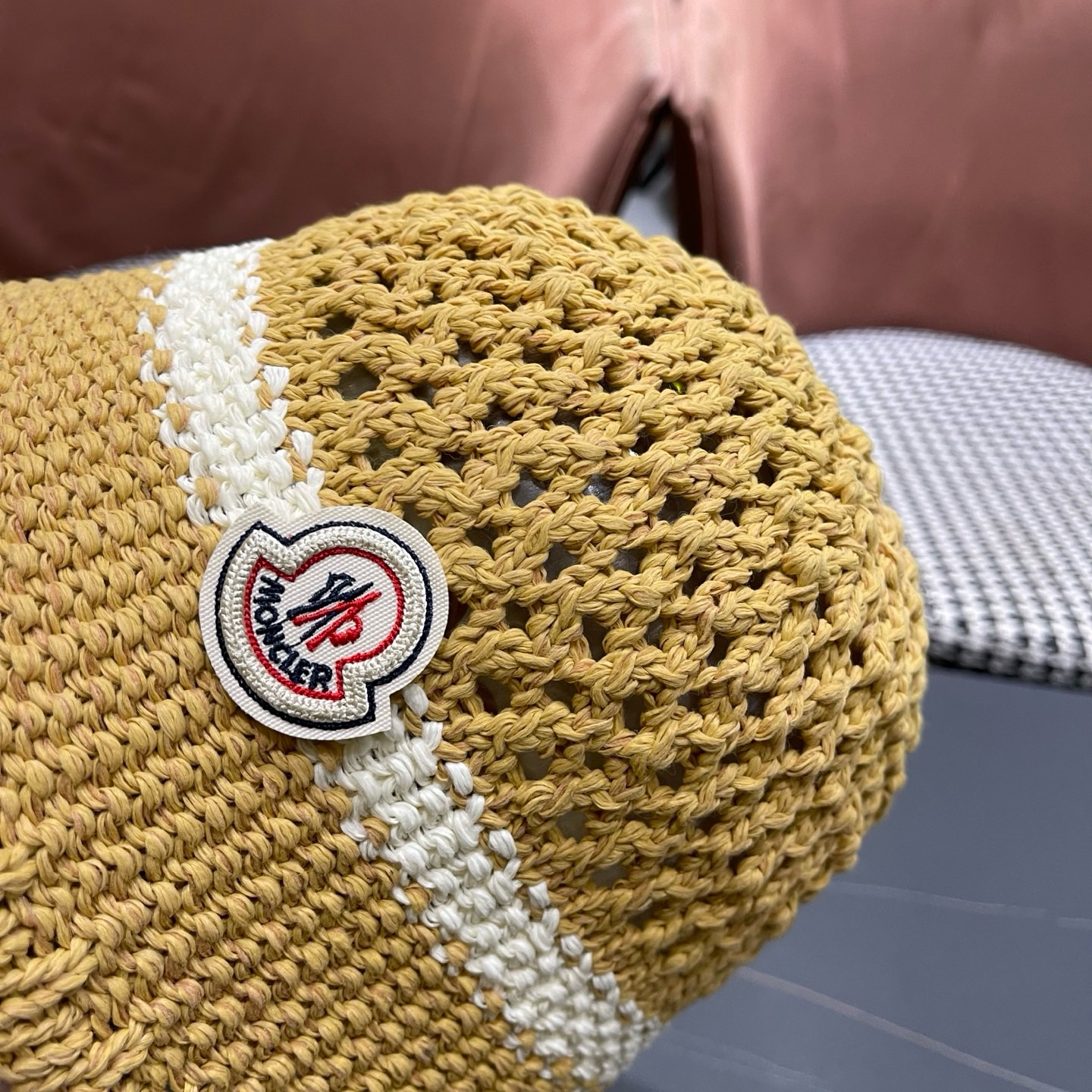 MONCLER（蒙口）缕空透气渔夫帽女夏季新款遮阳防晒显脸小盆帽户外休闲太阳帽