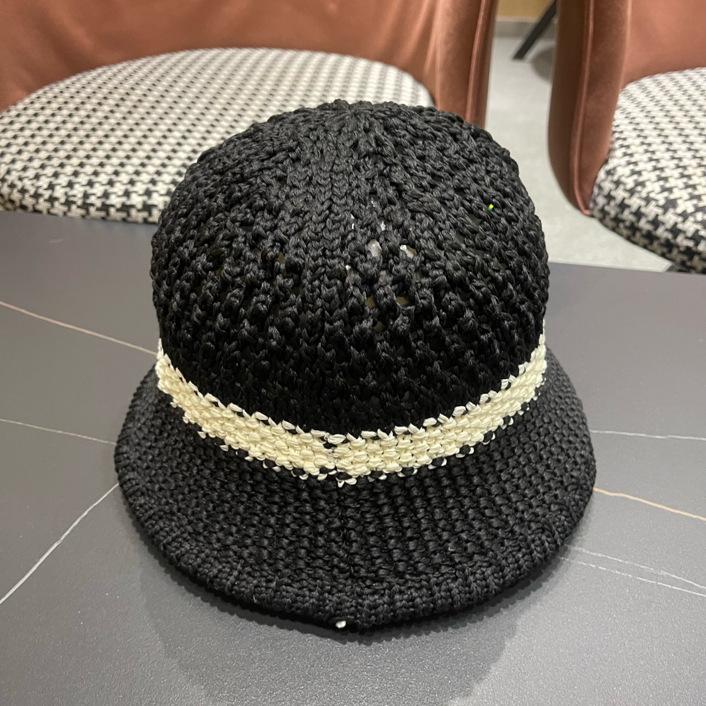 MONCLER（蒙口）缕空透气渔夫帽女夏季新款遮阳防晒显脸小盆帽户外休闲太阳帽