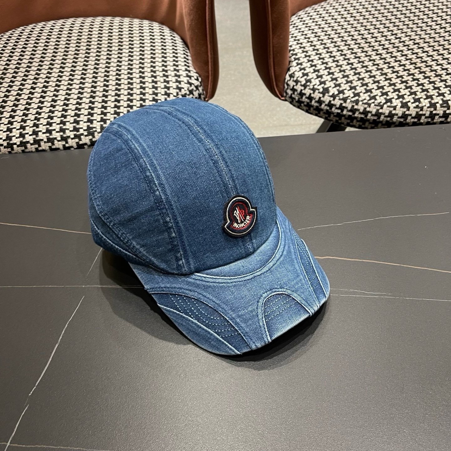 MONCLER（蒙口）韩系复古纯色棒球帽女生做旧牛仔软顶鸭舌帽设计感潮流遮阳帽子男