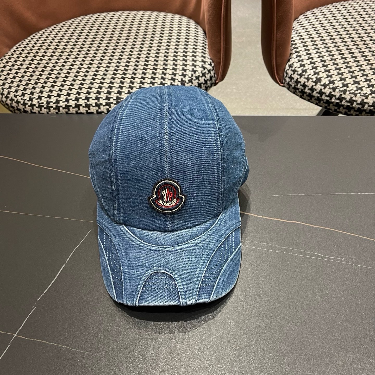 MONCLER（蒙口）韩系复古纯色棒球帽女生做旧牛仔软顶鸭舌帽设计感潮流遮阳帽子男