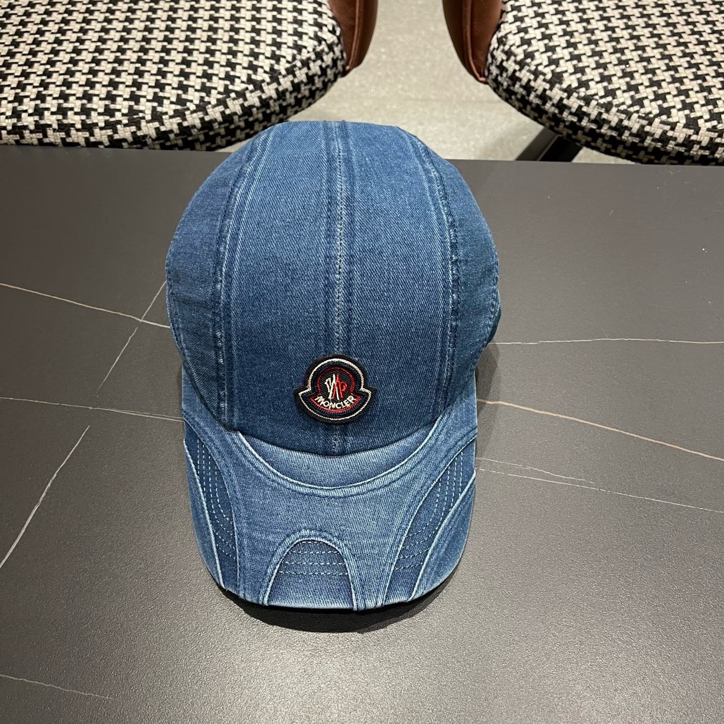 MONCLER（蒙口）韩系复古纯色棒球帽女生做旧牛仔软顶鸭舌帽设计感潮流遮阳帽子男
