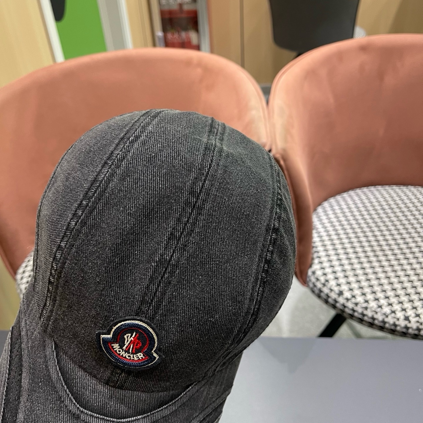 MONCLER（蒙口）韩系复古纯色棒球帽女生做旧牛仔软顶鸭舌帽设计感潮流遮阳帽子男