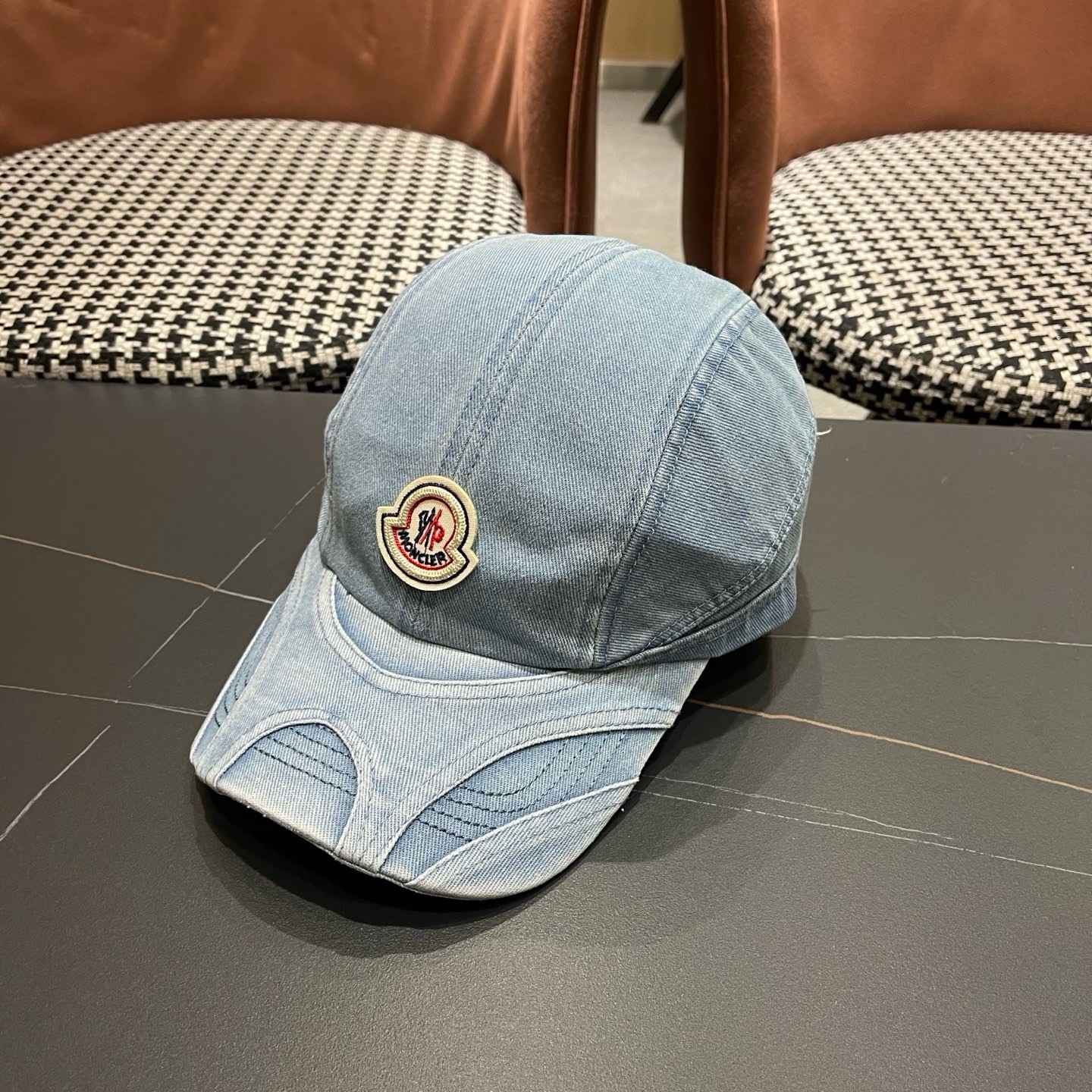 MONCLER（蒙口）韩系复古纯色棒球帽女生做旧牛仔软顶鸭舌帽设计感潮流遮阳帽子男