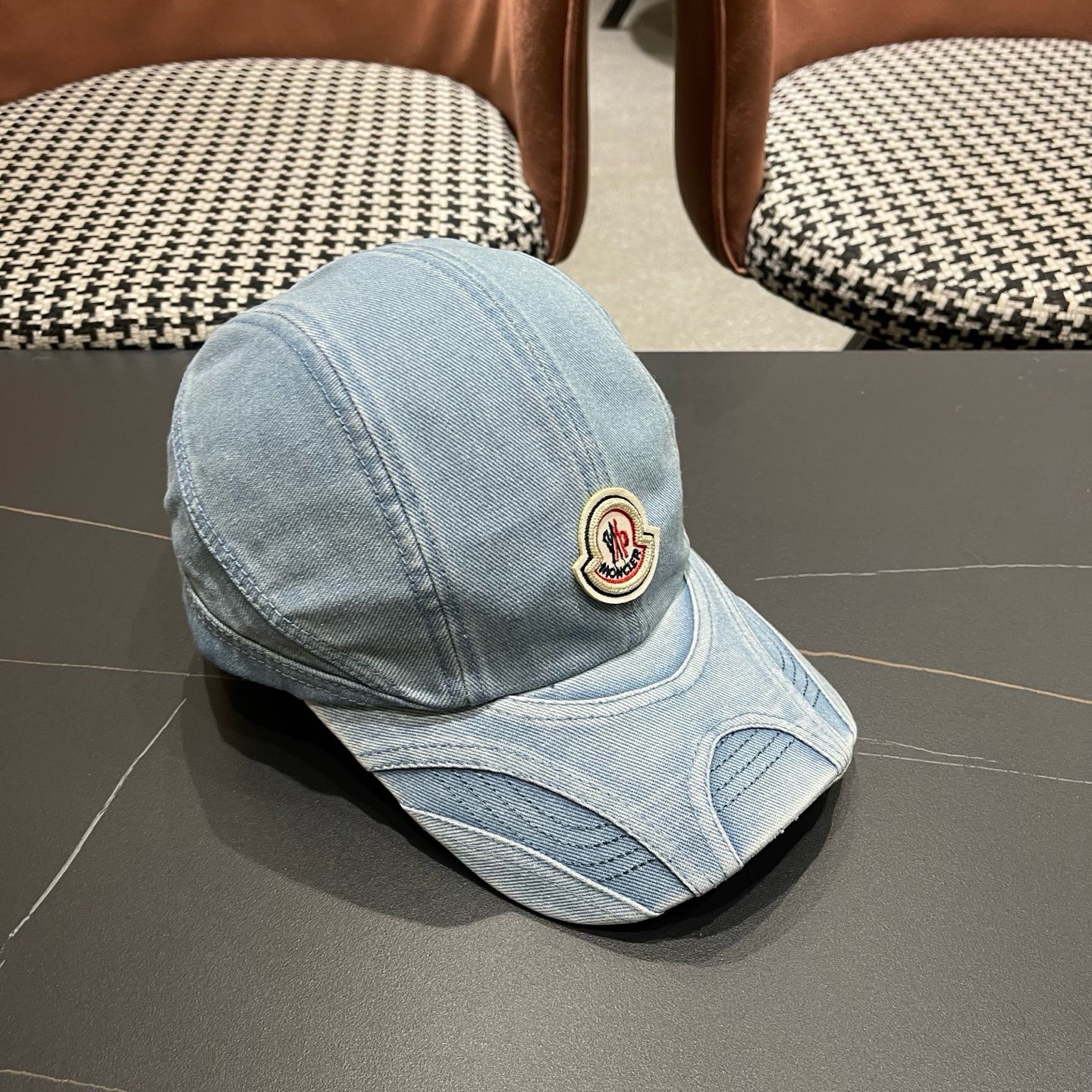 MONCLER（蒙口）韩系复古纯色棒球帽女生做旧牛仔软顶鸭舌帽设计感潮流遮阳帽子男