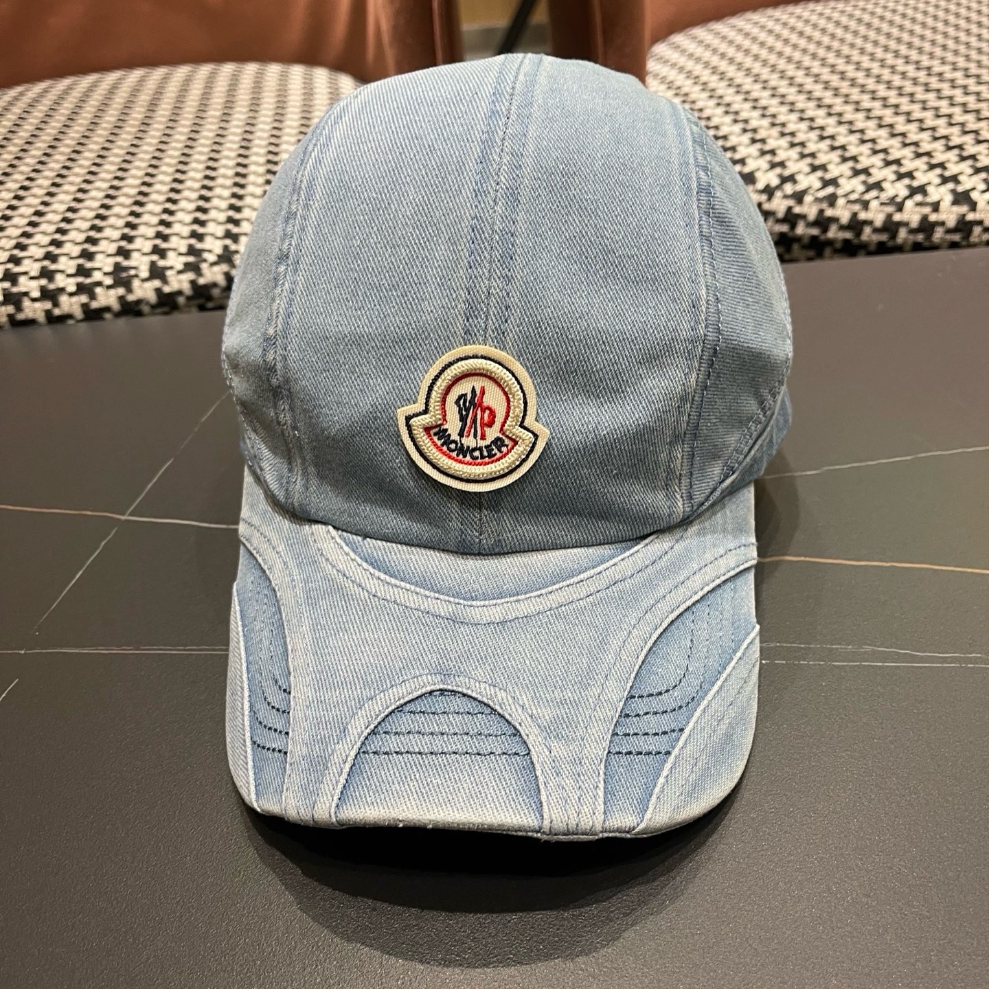 MONCLER（蒙口）韩系复古纯色棒球帽女生做旧牛仔软顶鸭舌帽设计感潮流遮阳帽子男