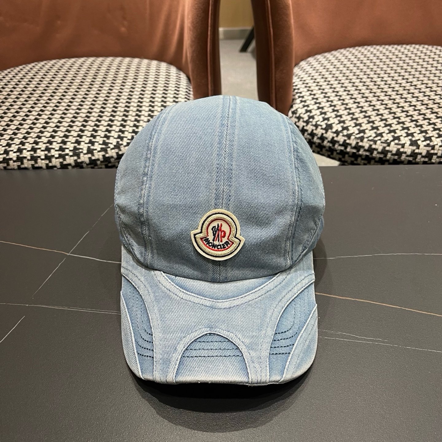 MONCLER（蒙口）韩系复古纯色棒球帽女生做旧牛仔软顶鸭舌帽设计感潮流遮阳帽子男