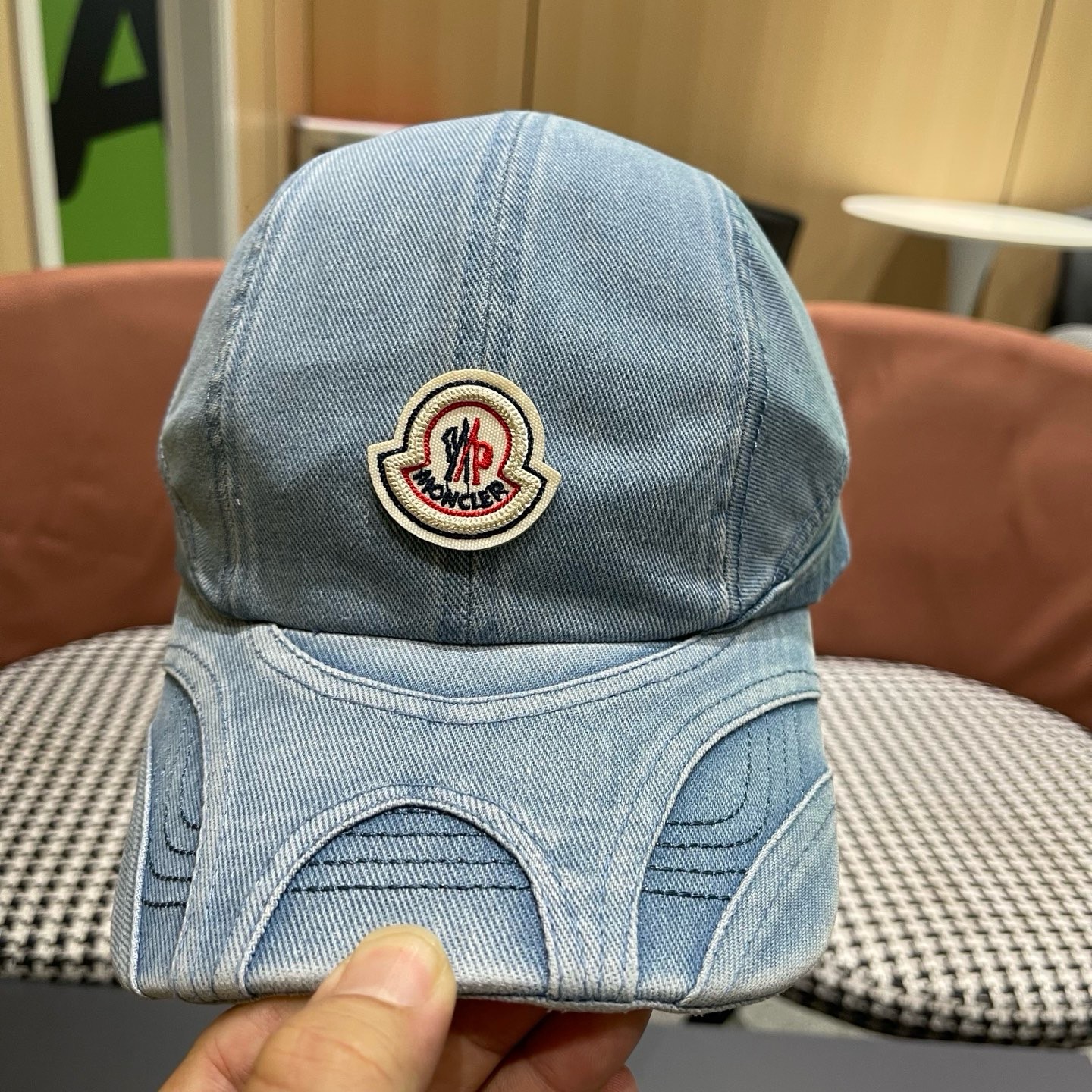 MONCLER（蒙口）韩系复古纯色棒球帽女生做旧牛仔软顶鸭舌帽设计感潮流遮阳帽子男