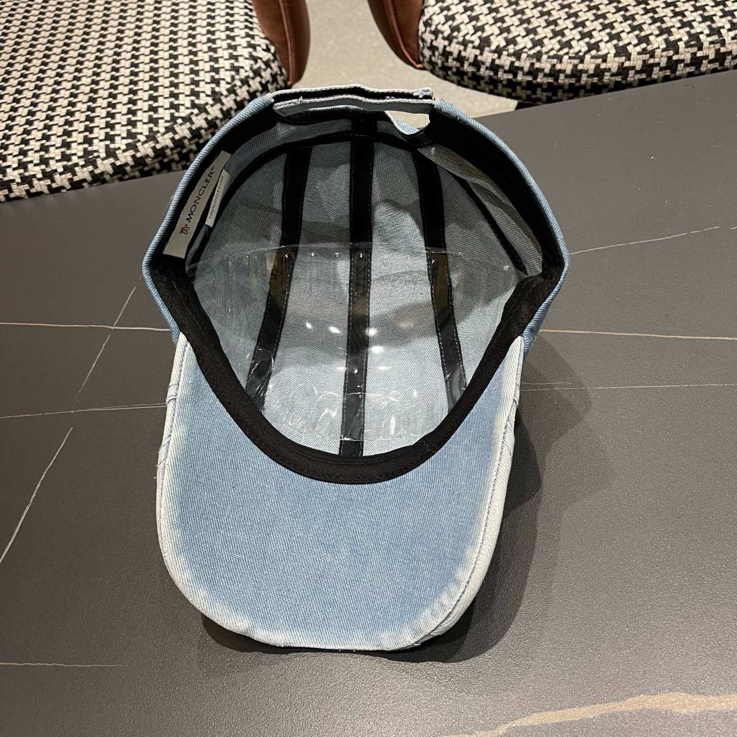 MONCLER（蒙口）韩系复古纯色棒球帽女生做旧牛仔软顶鸭舌帽设计感潮流遮阳帽子男