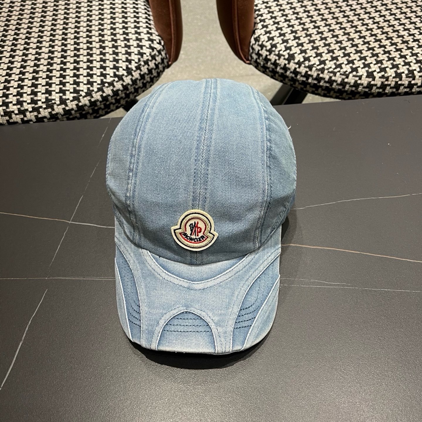 MONCLER（蒙口）韩系复古纯色棒球帽女生做旧牛仔软顶鸭舌帽设计感潮流遮阳帽子男