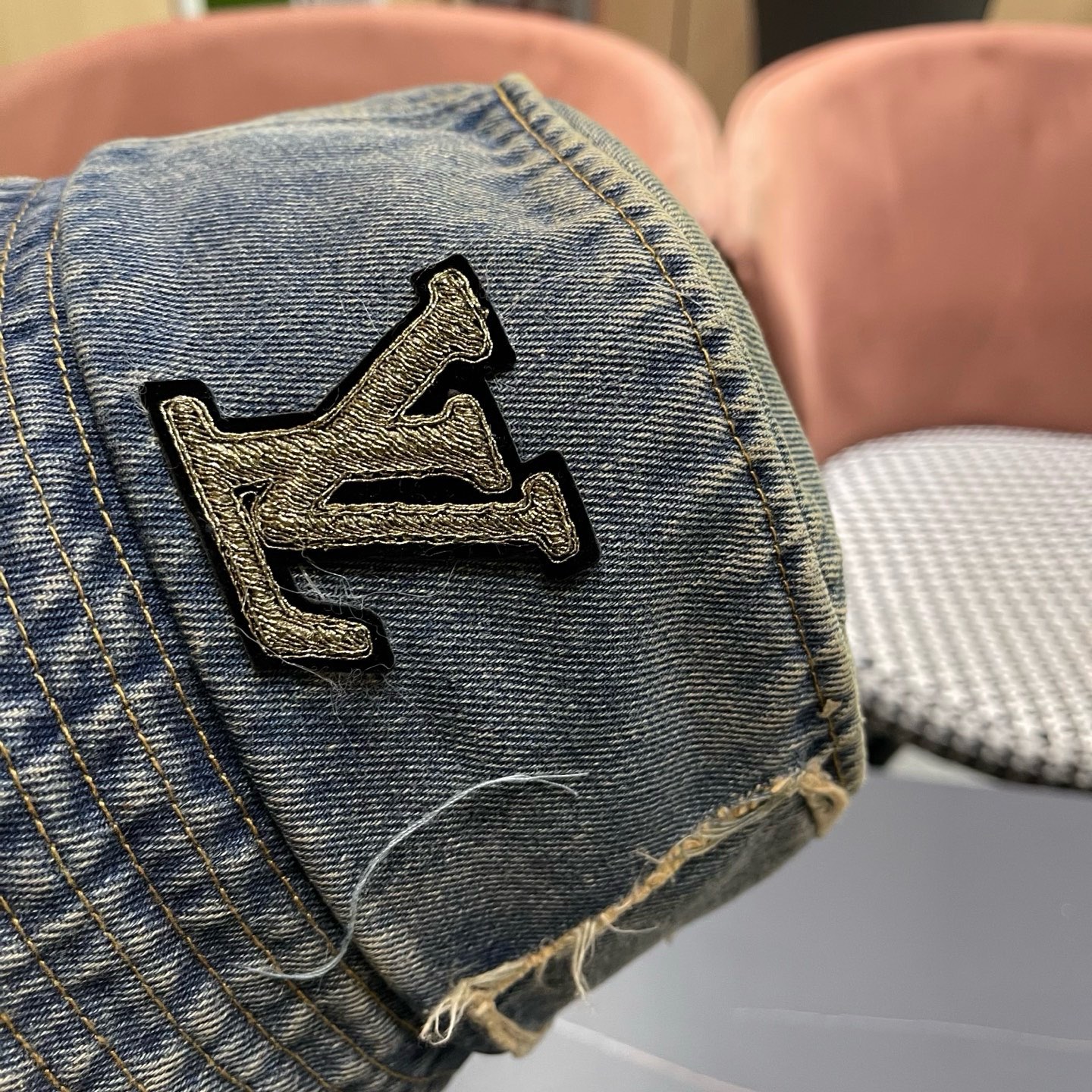 路易威登LV 潮酷做旧牛仔渔夫帽女春韩版时尚百搭个性文艺显脸小盆帽