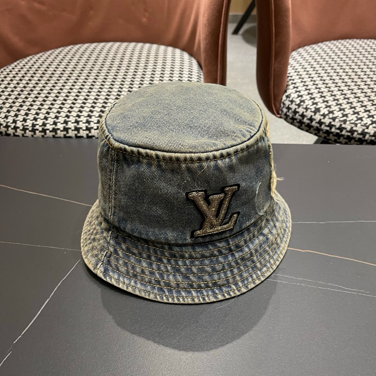 路易威登LV 潮酷做旧牛仔渔夫帽女春韩版时尚百搭个性文艺显脸小盆帽