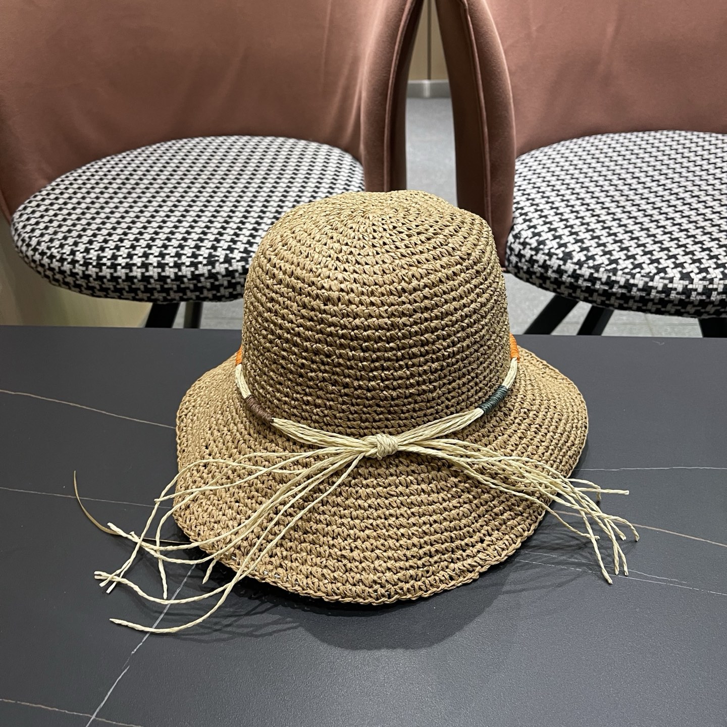 GUCCI古奇 草帽女夏天遮阳帽防晒大帽檐日系小清新简约太阳渔夫帽海边沙滩帽