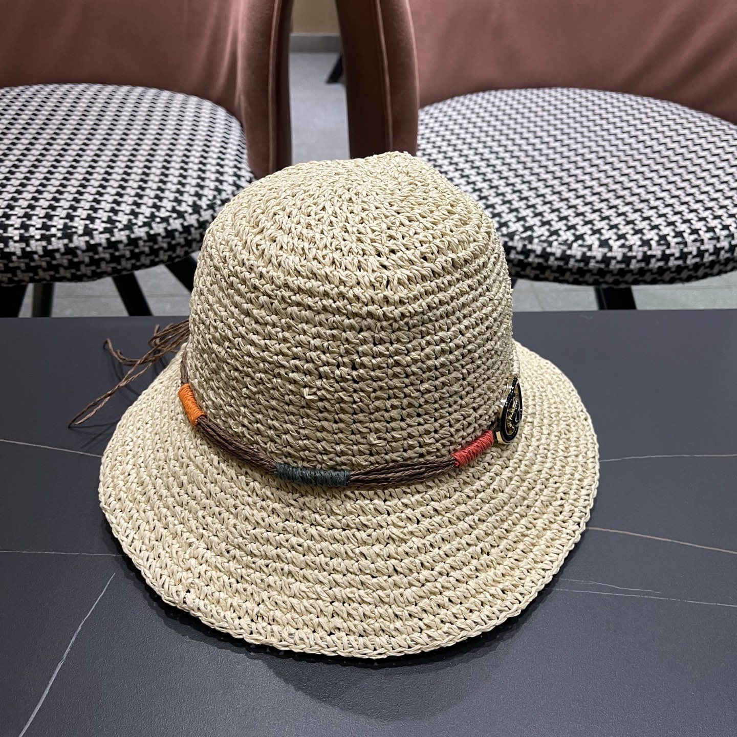 GUCCI古奇 草帽女夏天遮阳帽防晒大帽檐日系小清新简约太阳渔夫帽海边沙滩帽